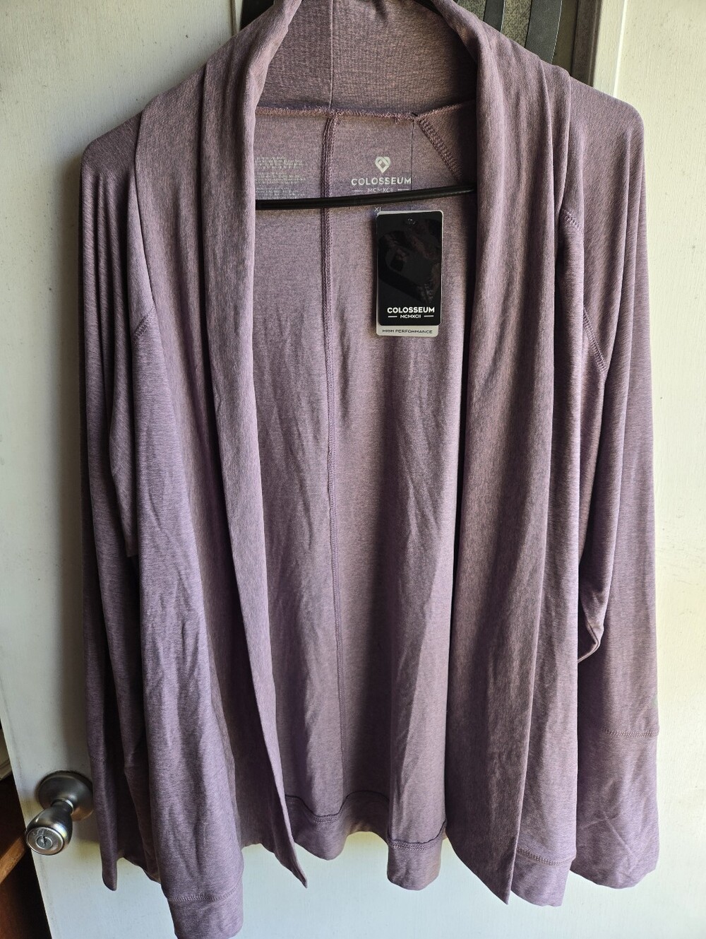 Colosseum Women's Heathered Mauve Open-Front Draped Cardigan